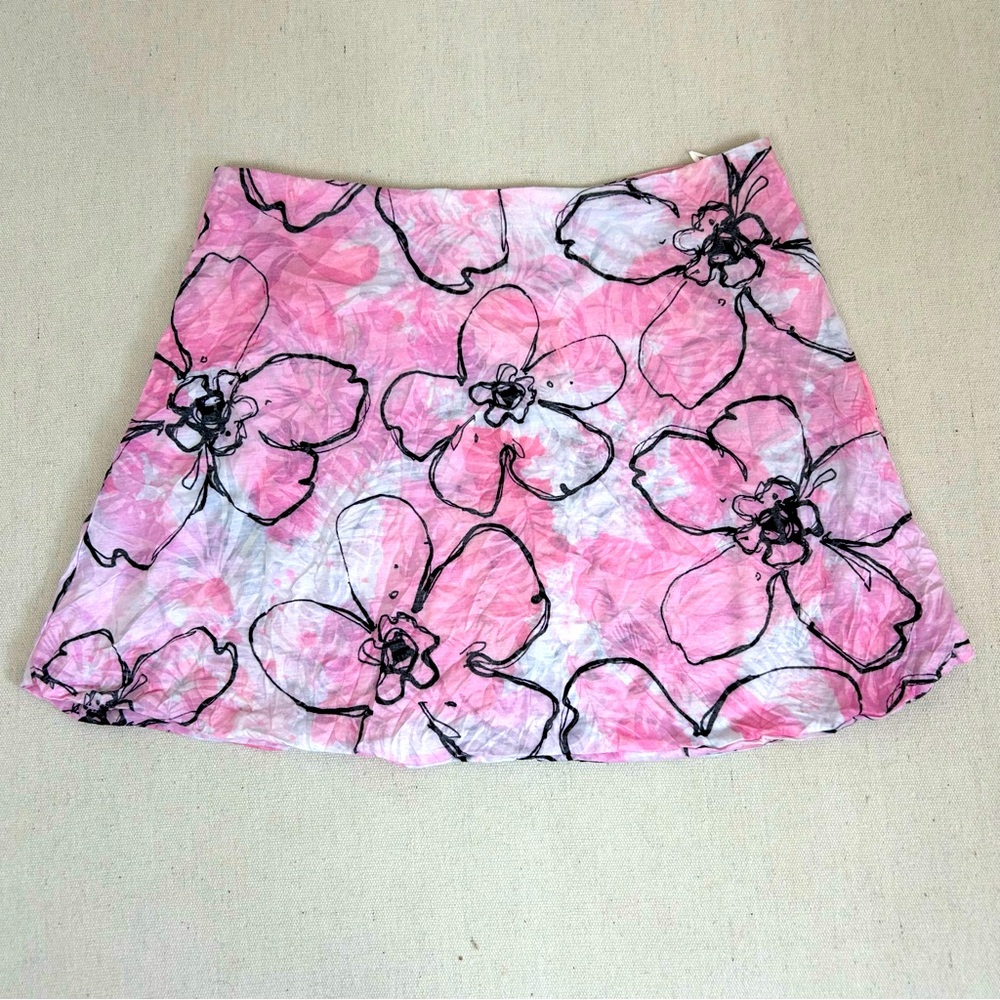 Floral Pink Mini Skirt